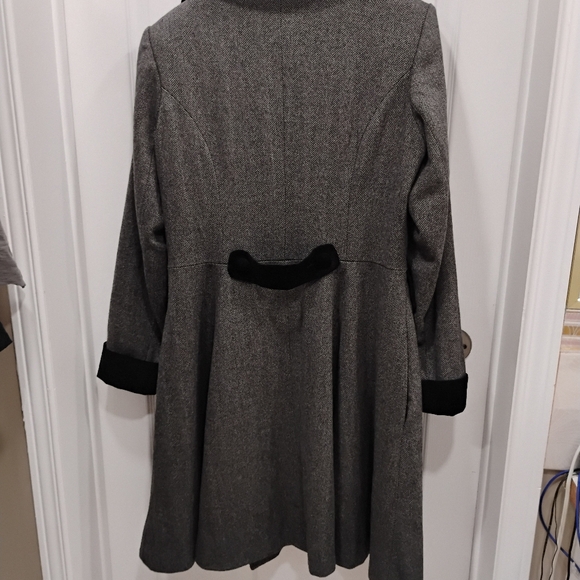 Hell Bunny Wool Vintage Gray Double-Breasted Women's Coat - Picture 5 of 6